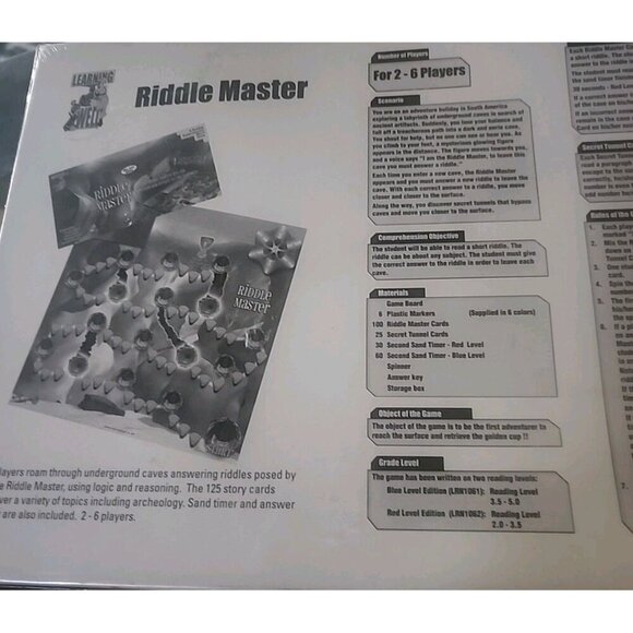 Learning Well Riddle Master Reading Comprehension Board Game Red Level Sealed - Picture 5 of 6